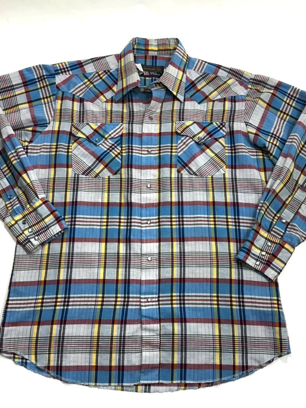 Vintage Panhandle Slim Western Pearl Snap Plaid Shirt Mens XL USA Cowboy Rodeo